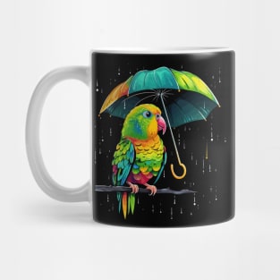 Parakeet Rainy Day With Umbrella Mug